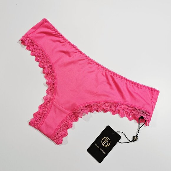 House of Desire Vera Microfiber Lace Heart Charm Cheeky Panty, French Rose, Sz M - Picture 6 of 10